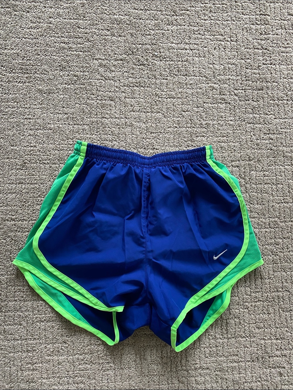 Nike Royal Blue and Neon Green Athletic Shorts